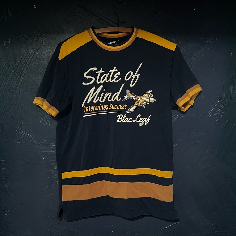 Blac Leaf Signature Leaf Shirt! Men's Navy and Gold Statement Tee